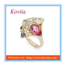 Moda china atacado atacado jóias anel rosa safira anel